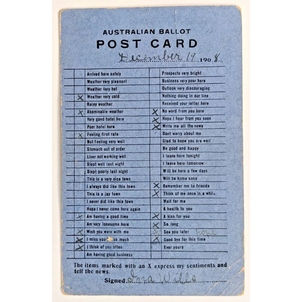 Australian Ballot Checklist Comic Sentiment Novelty Antique 1900s Postcard‎